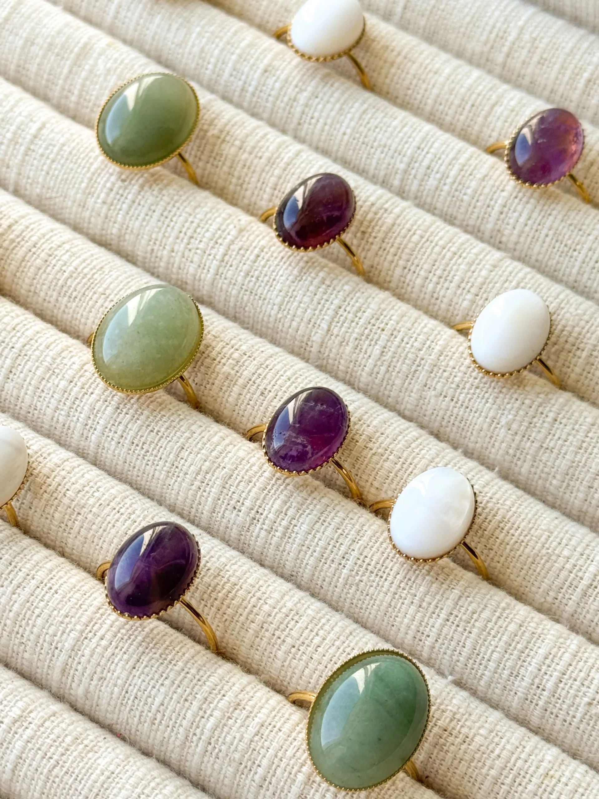 Pachanana Bagues pierres bague acier inoxydable anti-allergène