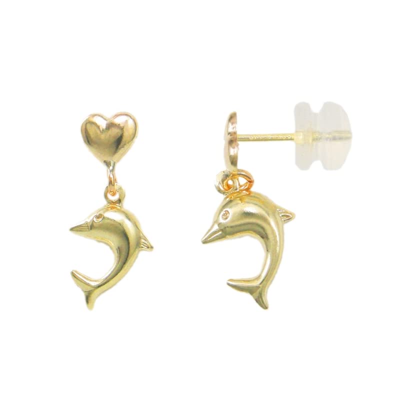 L'Atelier d'Azur Boucles Pendantes Coeur Dauphin Or 375