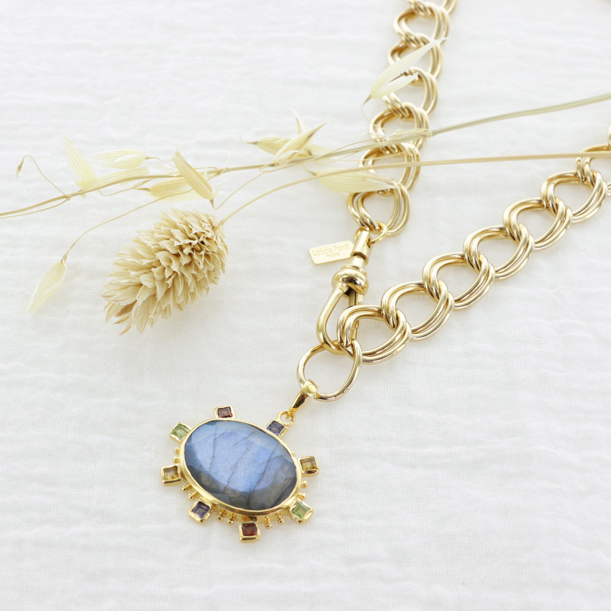 Leticia Ponti Margot collier chaîne XL labradorite