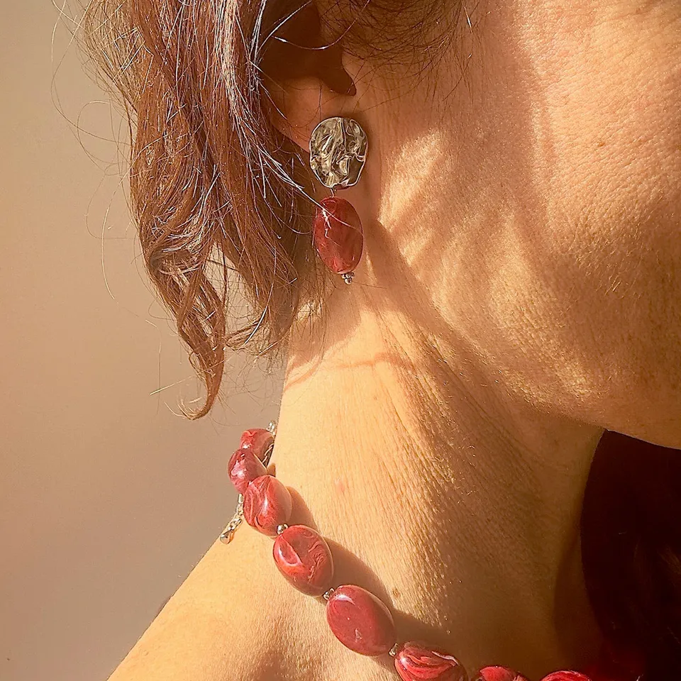 MAD SO CREATION Marbella boucles d'oreilles perle bordeaux