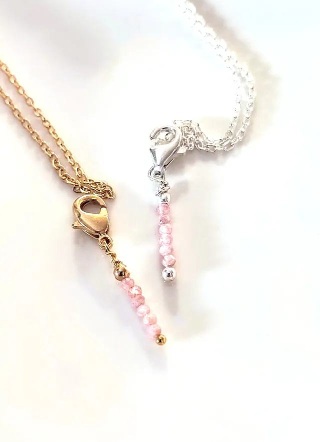 Ô PLUM Breloque Tige Tourmalines Rose charms plaqué or rose