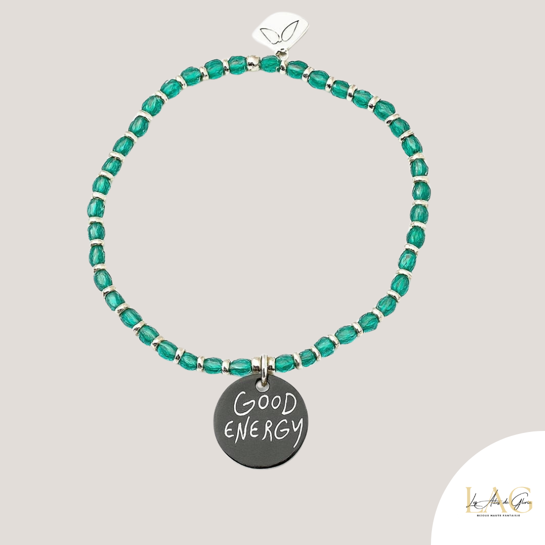 Les Ailes de Gloria Mantra Good Energy bracelet gravé doré