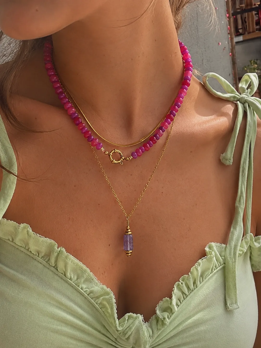 Pachanana Grenadine collier acier inoxydable anti-allergène