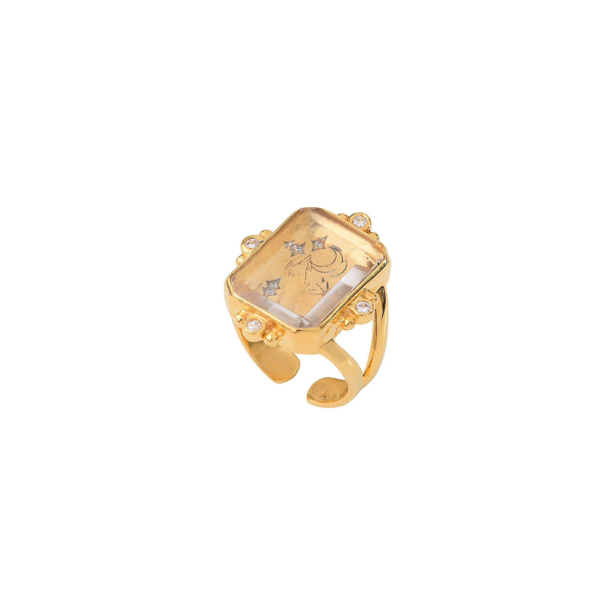 Leticia Ponti Magic Moon bague ajustable cristal de roche