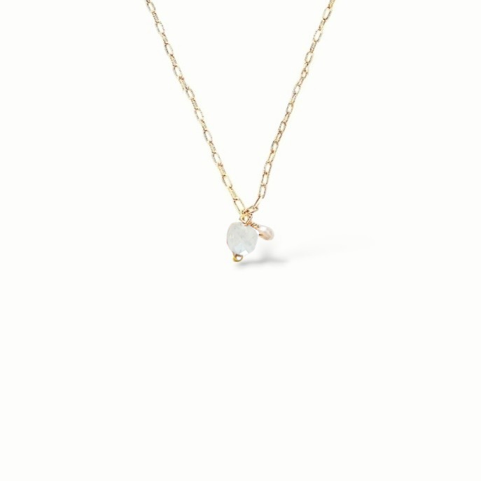 Ô PLUM INES collier Pierre de Lune plaqué or 42 cm perle