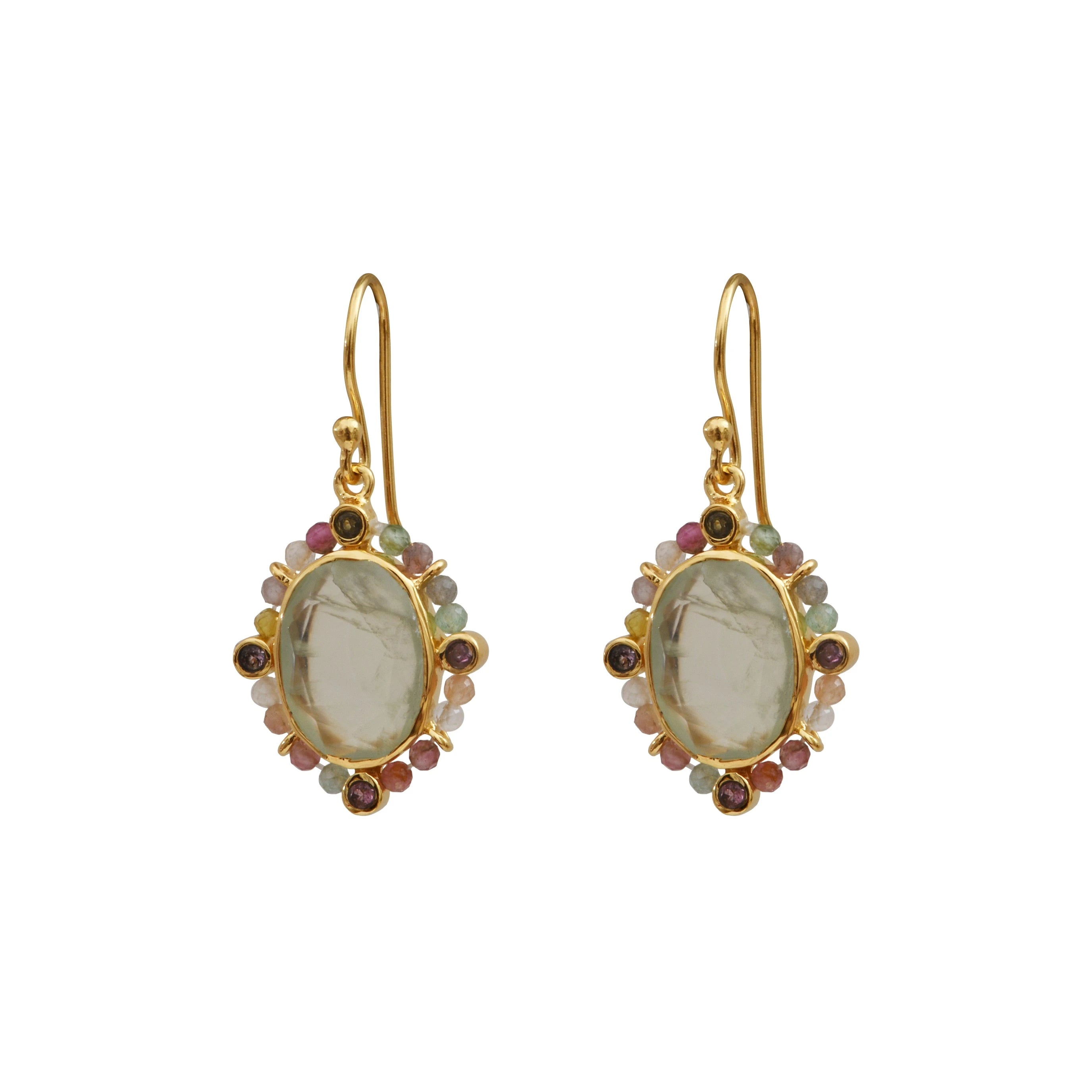 Leticia Ponti Joséphine boucles pierre labradorite plaqué or