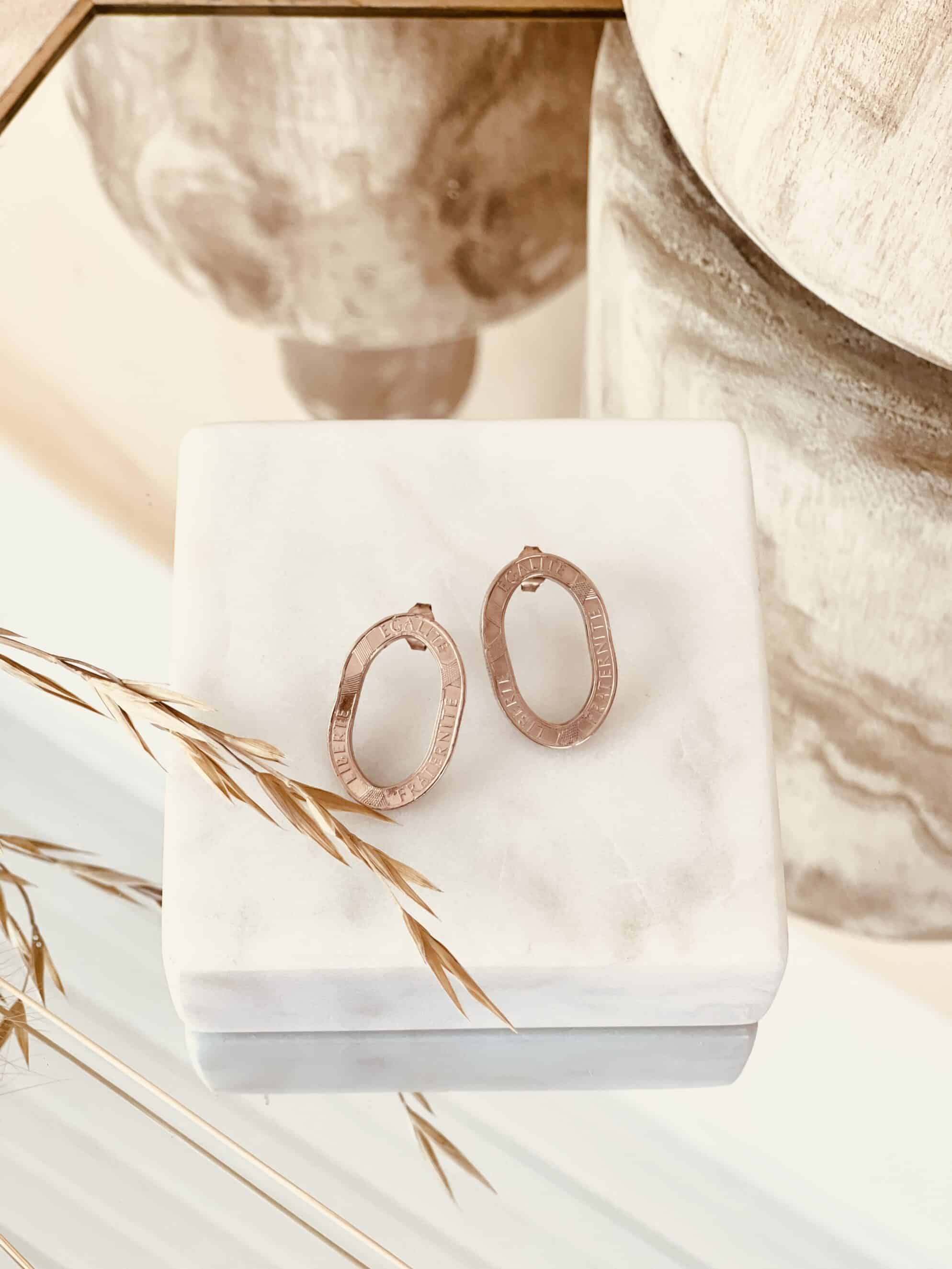Le P’tit Franc Boucles Egalité boucles d’oreilles 10 francs Génie 28 mm