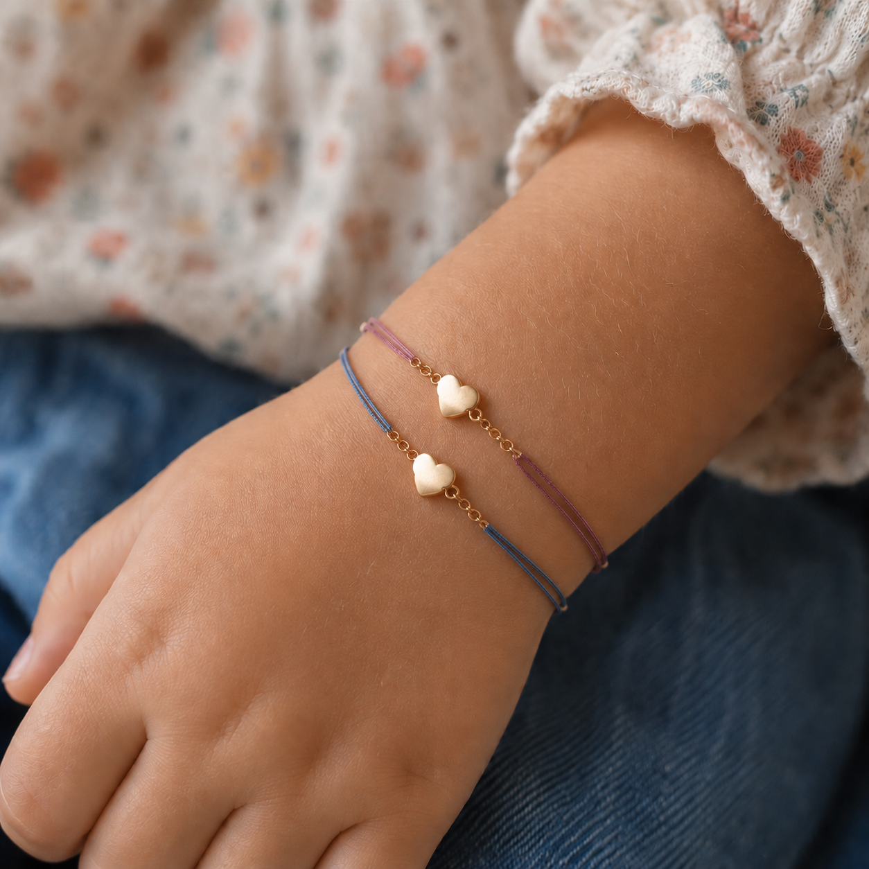 Ô Plum Cordon Coeur bracelet rose pâle plaqué or
