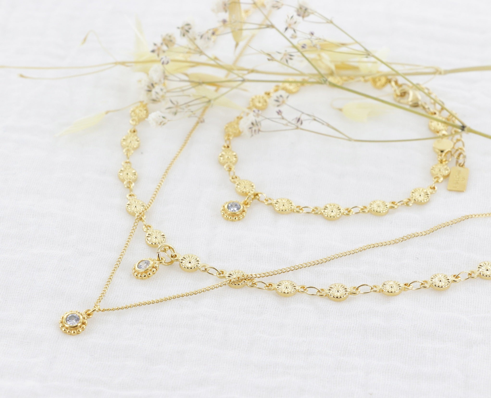 Leticia Ponti Tina Bracelet zircon plaqué or 16 cm