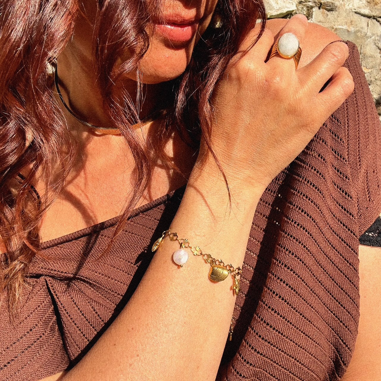Mad So Creation Ondine bracelet perle coquillage 16,5 cm