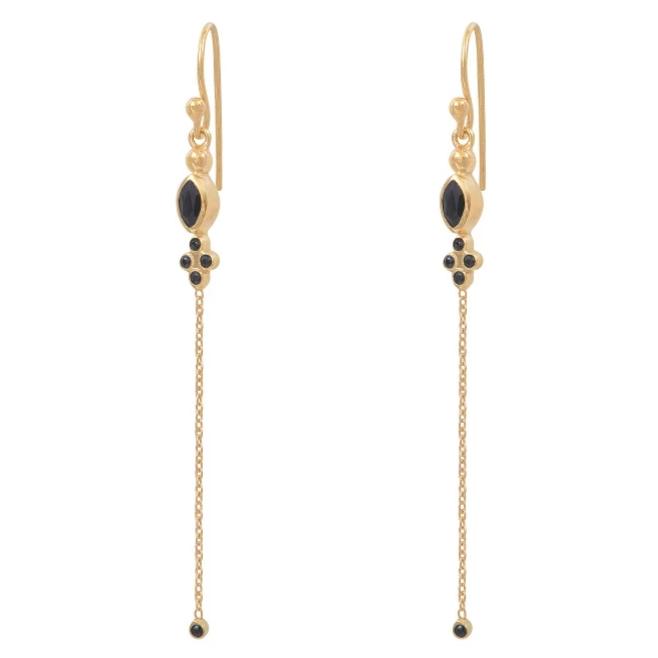 Leticia Ponti Marquise boucles d'oreilles pierre de lune 7 cm