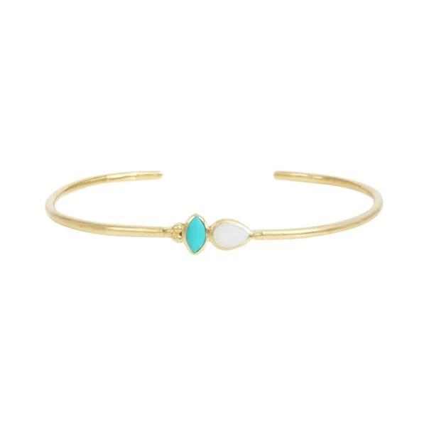 Leticia Ponti Jolène jonc Labradorite plaqué or ajustable