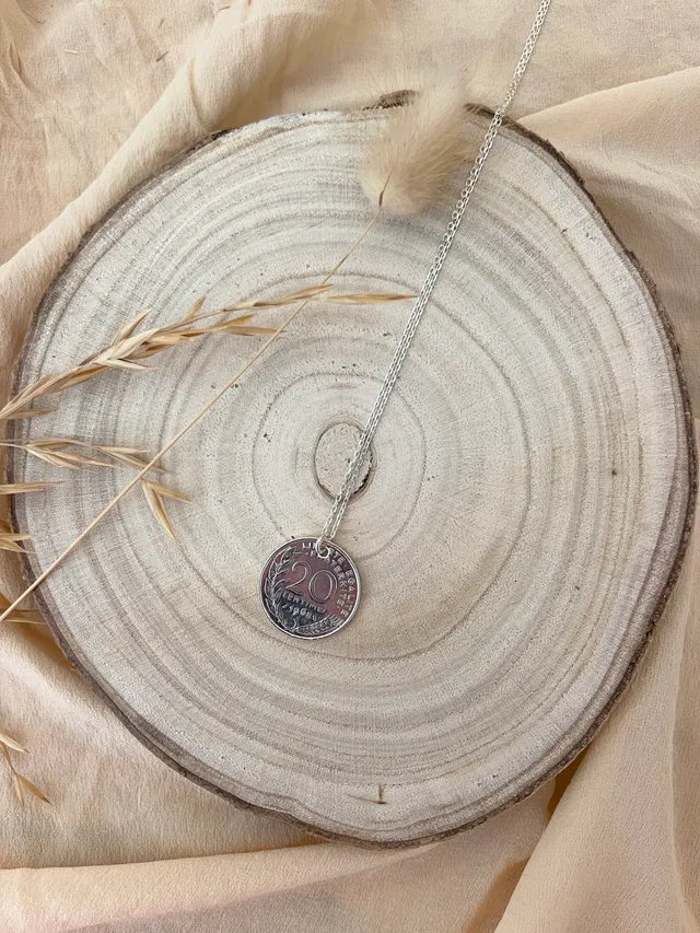 Le P’tit Franc 20 Centimes collier pièce 45 cm plaqué or