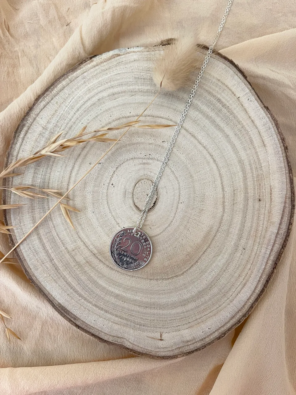 Le P’tit Franc 20 Centimes collier pièce 45 cm plaqué or