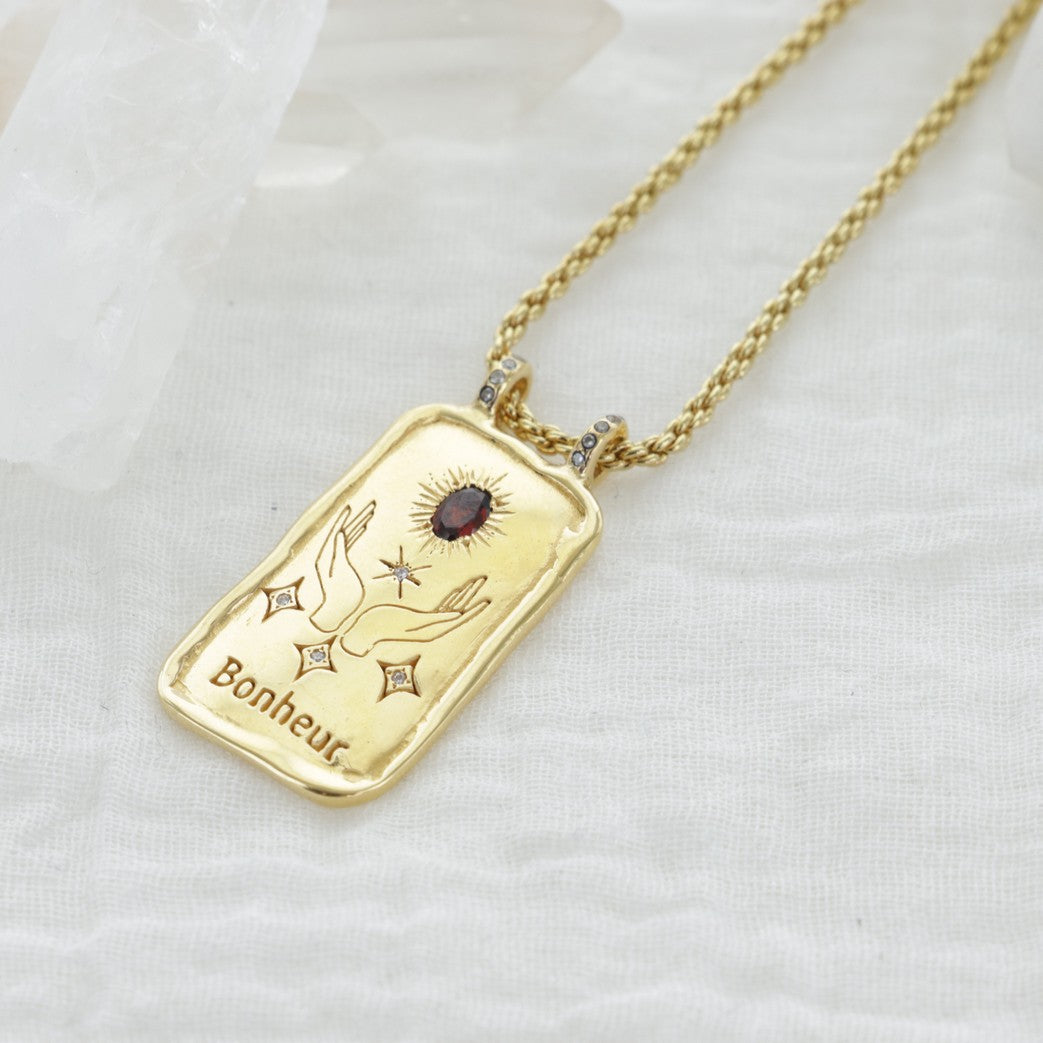 Leticia Ponti Bonheur collier 40 cm grenat plaqué or