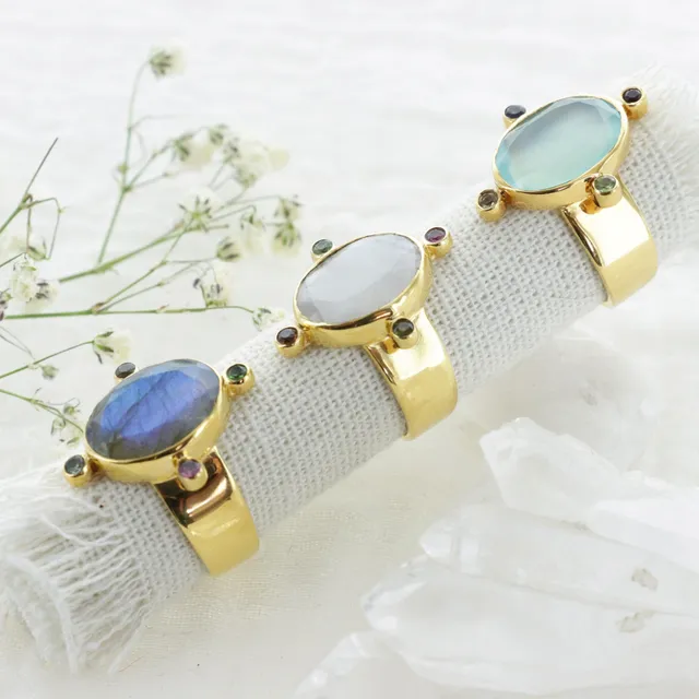 Leticia Ponti Joséphine bague ajustable labradorite