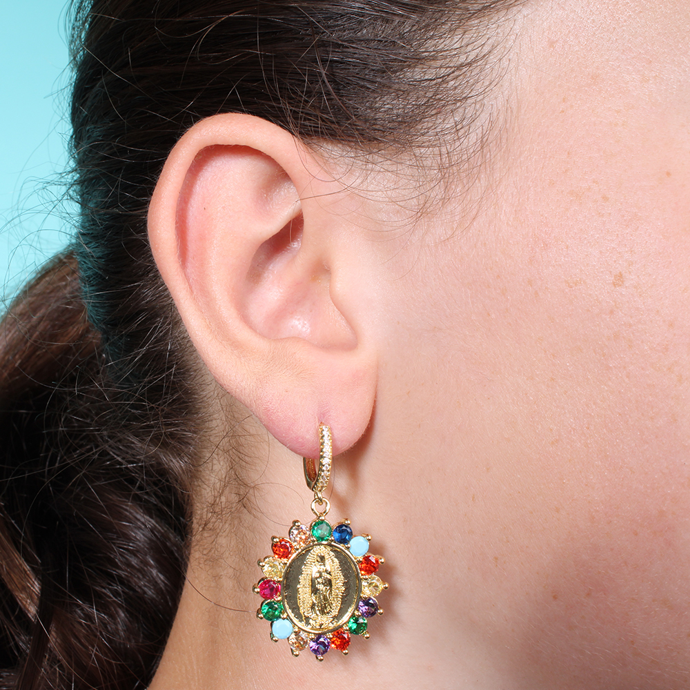 HYPNOCHIC Marie Multicolore boucles d'oreilles fantaisie doré