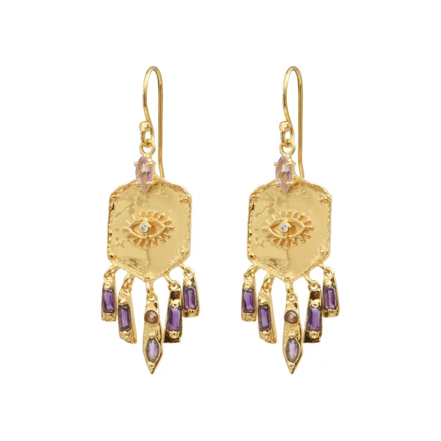 Leticia Ponti Œil Pampille boucles d'oreilles améthyste