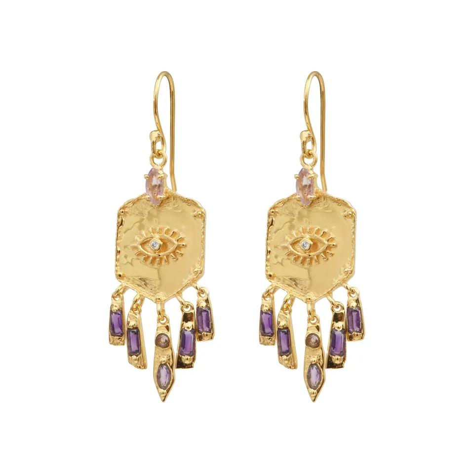 Leticia Ponti Œil Pampille boucles d'oreilles améthyste