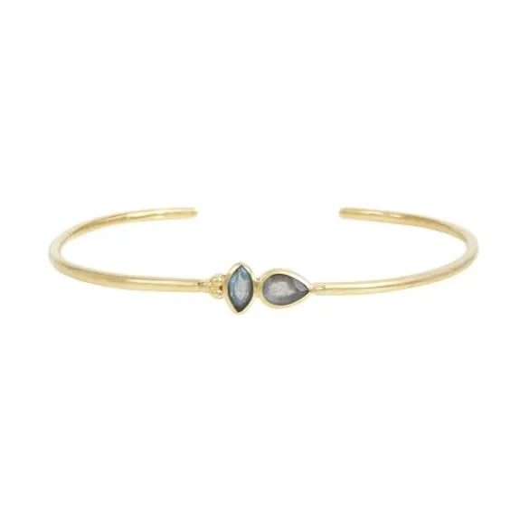 Leticia Ponti Jolène jonc Labradorite plaqué or ajustable