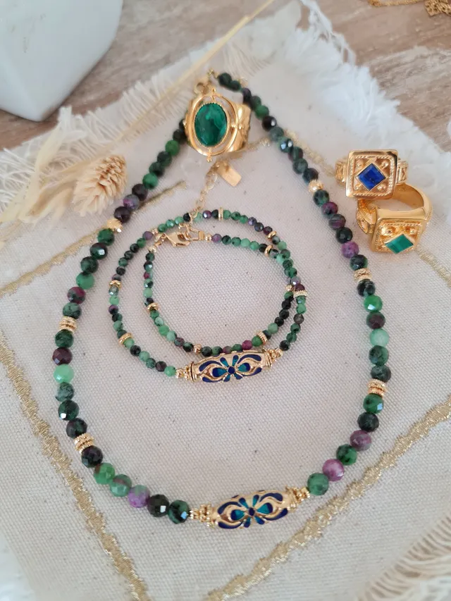 Leticia Ponti Amaia bracelet fleur émaillé double tour