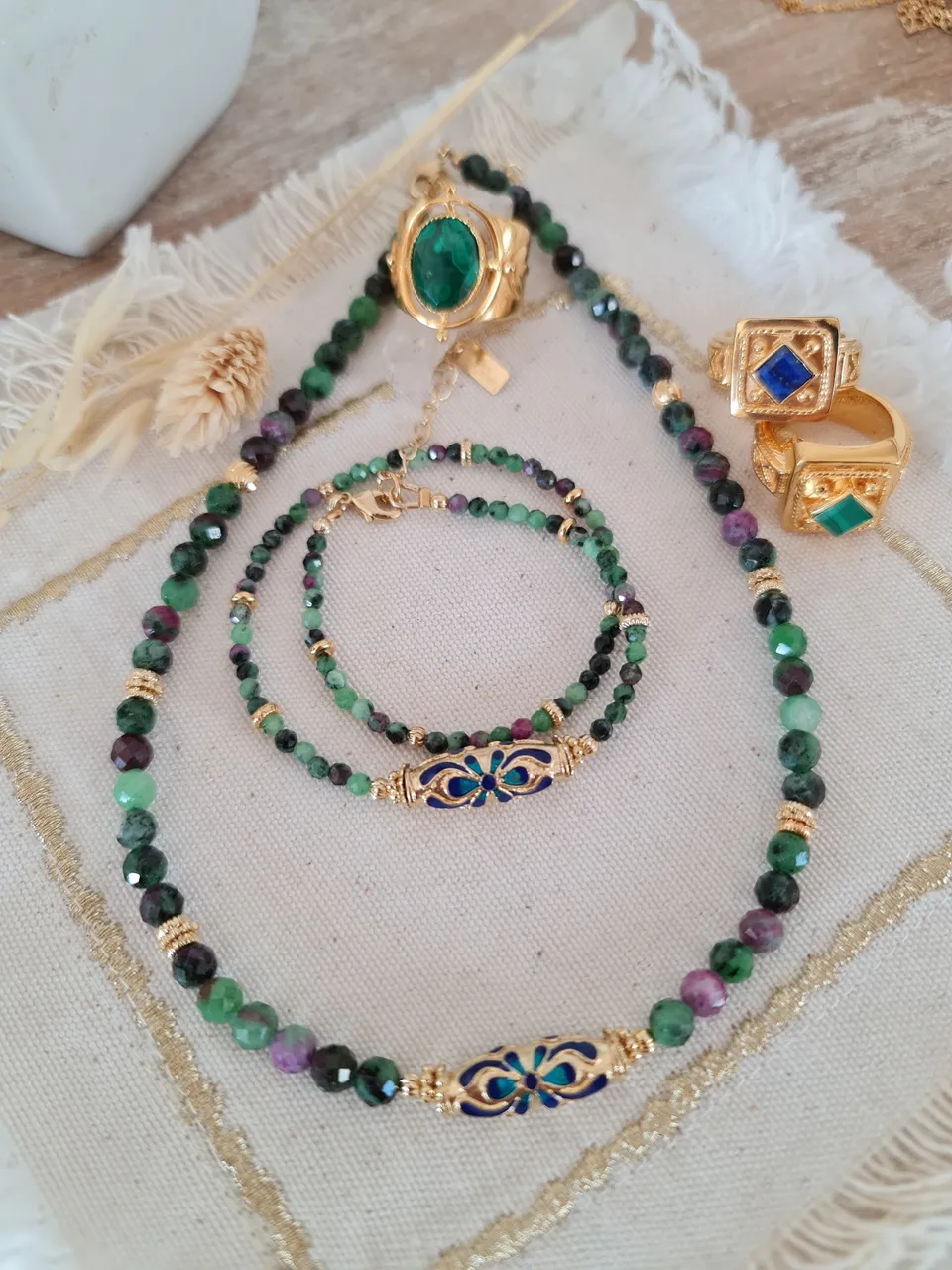 Leticia Ponti Amaia bracelet fleur émaillé double tour