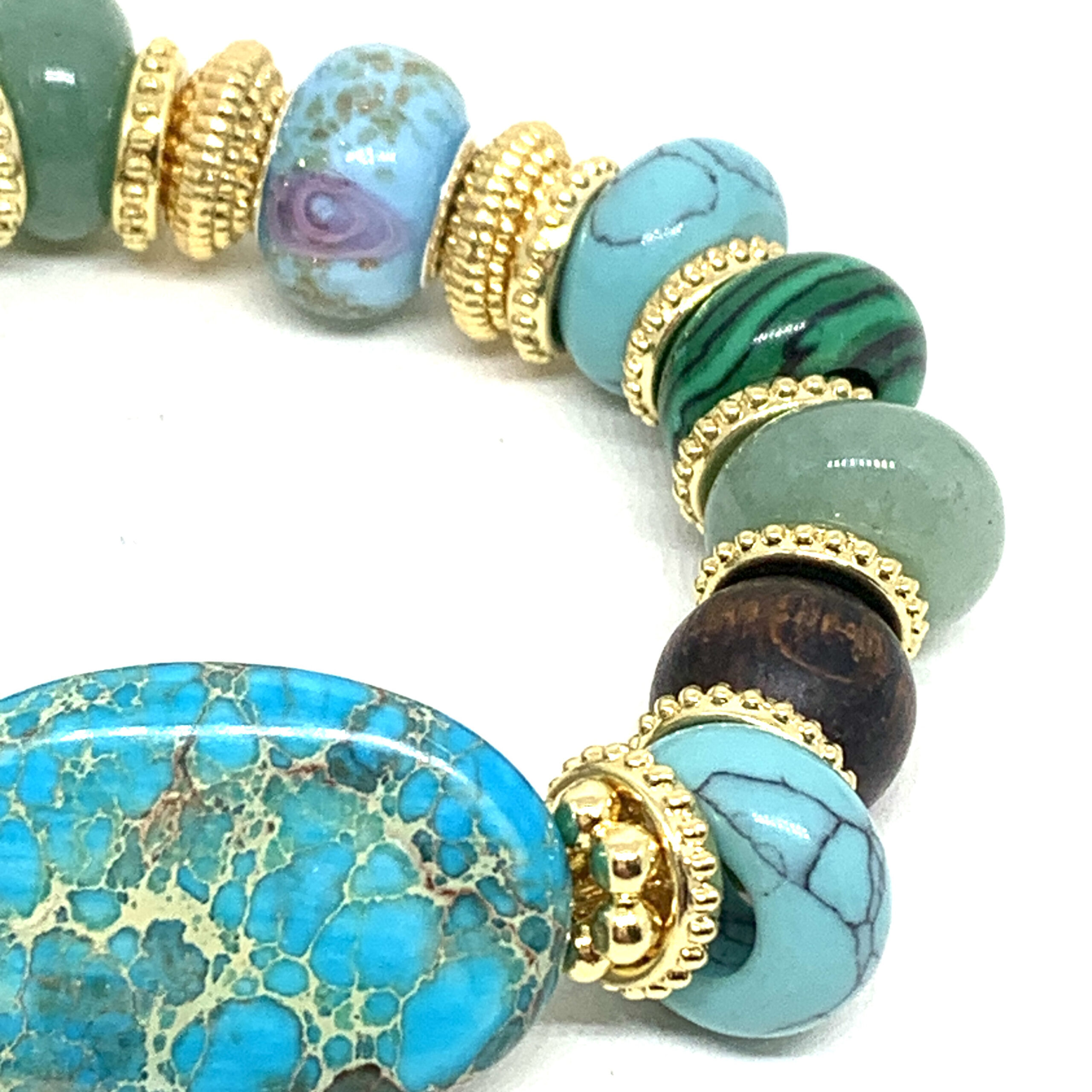 Hypnochic Deva bracelet pierres turquoise œil de tigre
