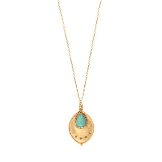 Leticia Ponti Alba Sautoir médaillon chaîne fine Labradorite