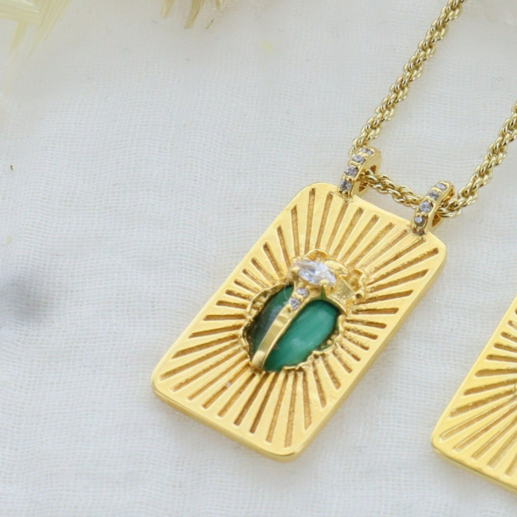 Leticia Ponti Scarabée porte bonheur collier malachite 40 cm