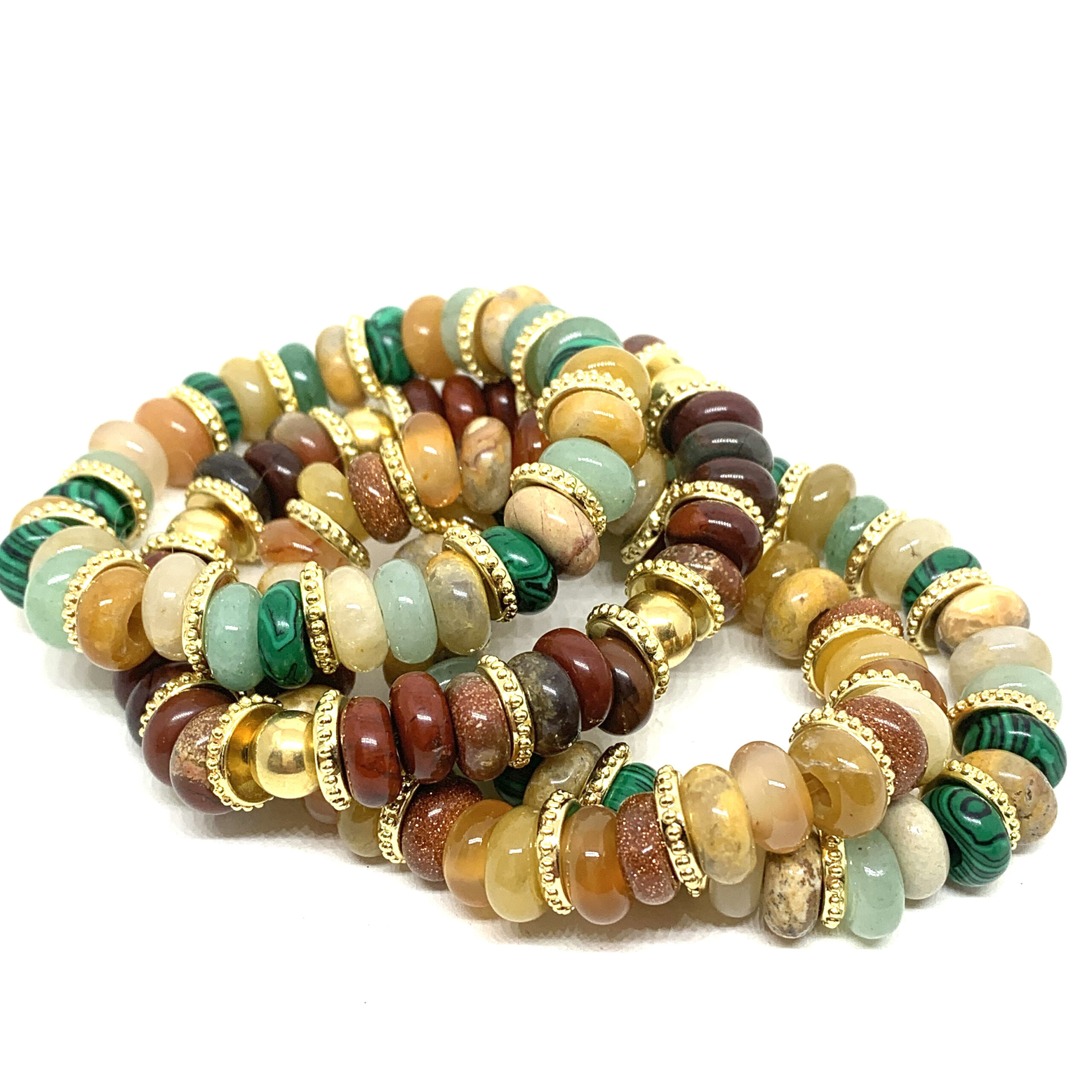 Hypnochic Mahi bracelet pierres naturelles perles dorées