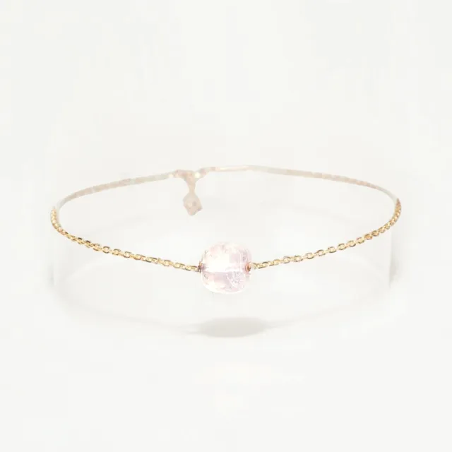 Ô PLUM Bracelet chaîne CHARLIE quartz rose plaqué or