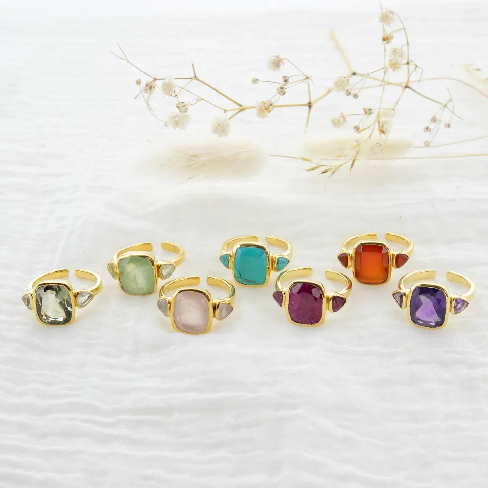 Leticia Ponti Lise bague rubis plaqué or ajustable