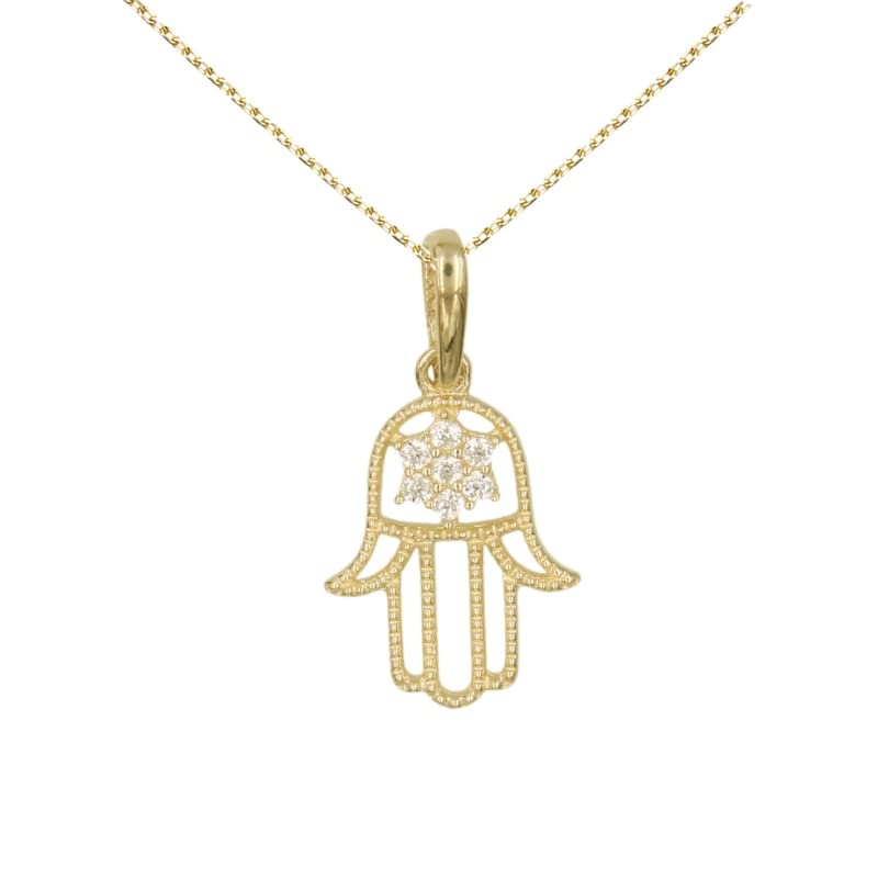 L'Atelier d'Azur collier Main de Fatma or zirconiums 42 cm