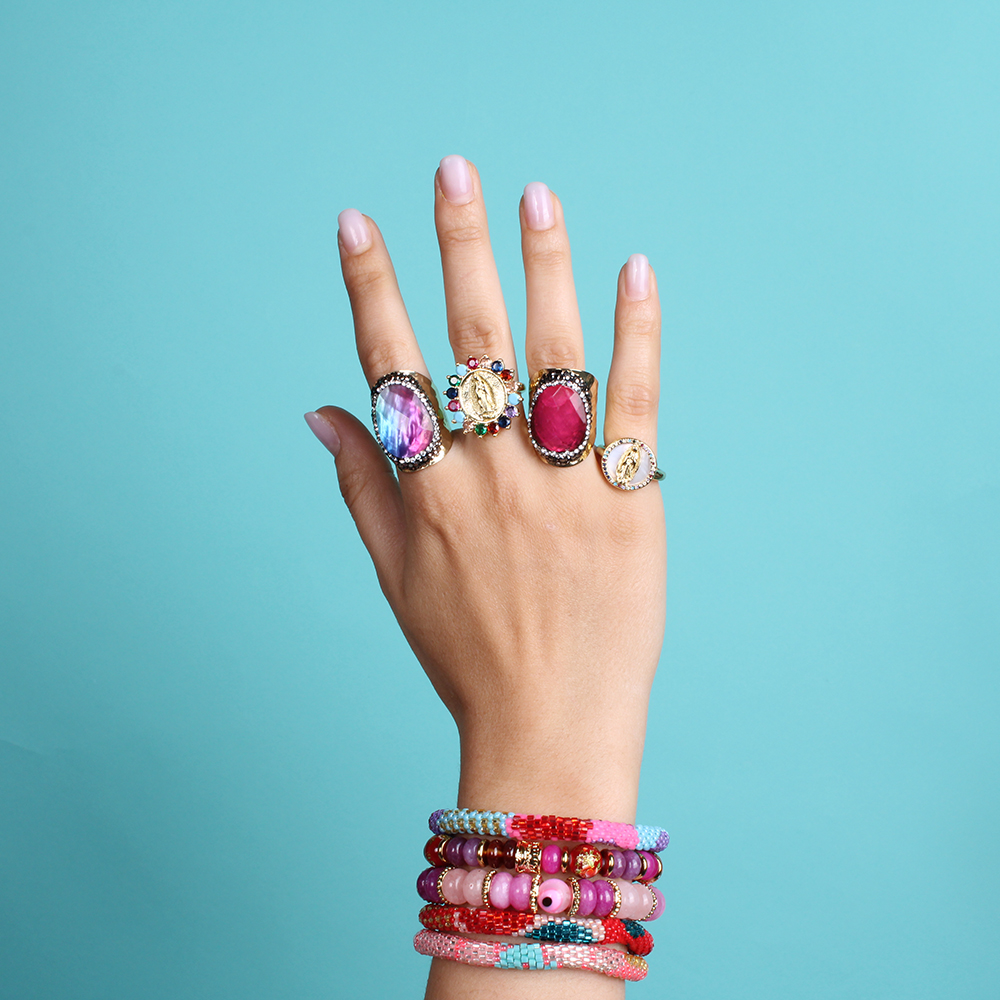 Hypnochic Strass Dorée Pierre bague dorée ajustable