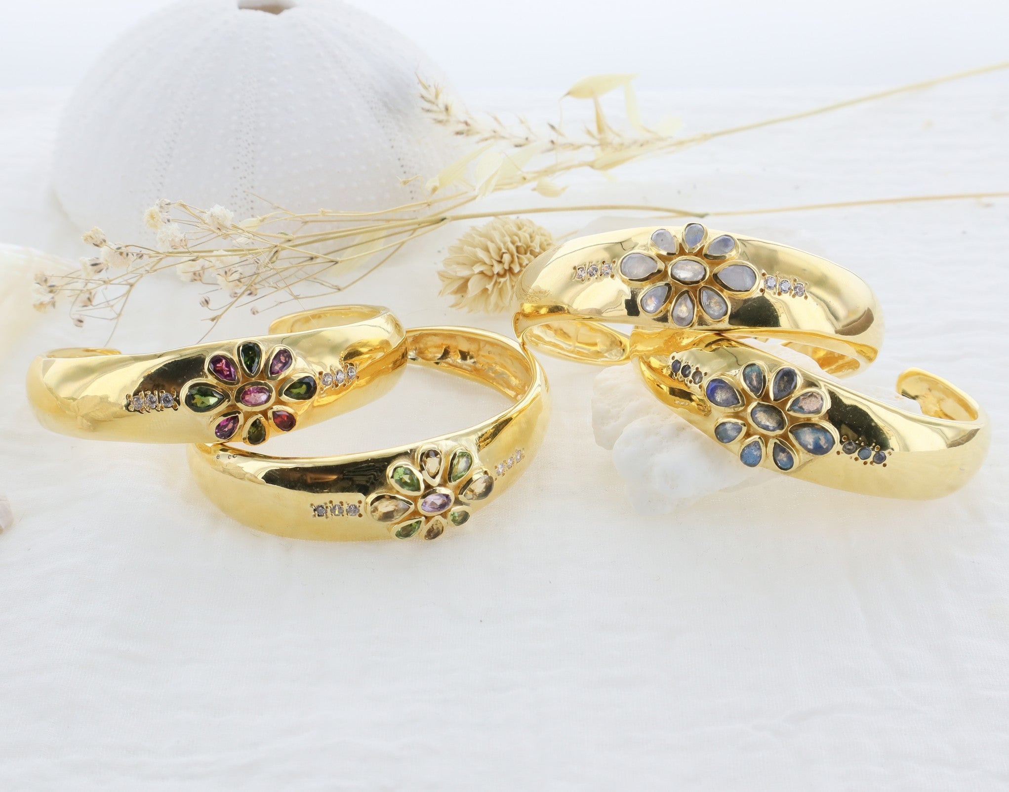 Leticia Ponti Lily manchette tourmaline ajustable plaqué or