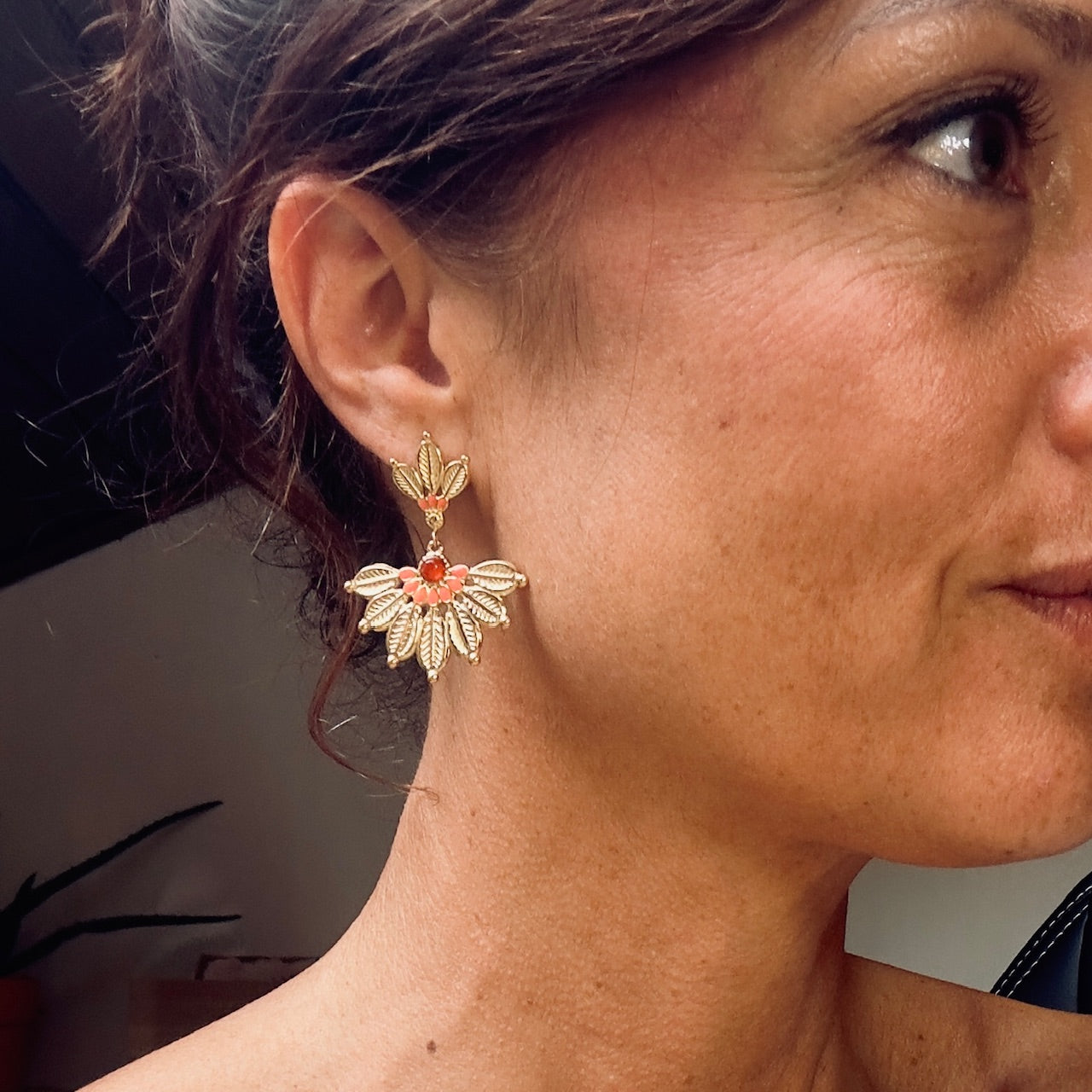 MAD SO CREATION Kipas boucles d'oreilles nacre