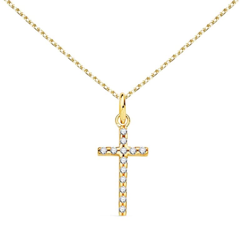 L'Atelier d'Azur Médaille Croix collier or 18 carats zirconiums