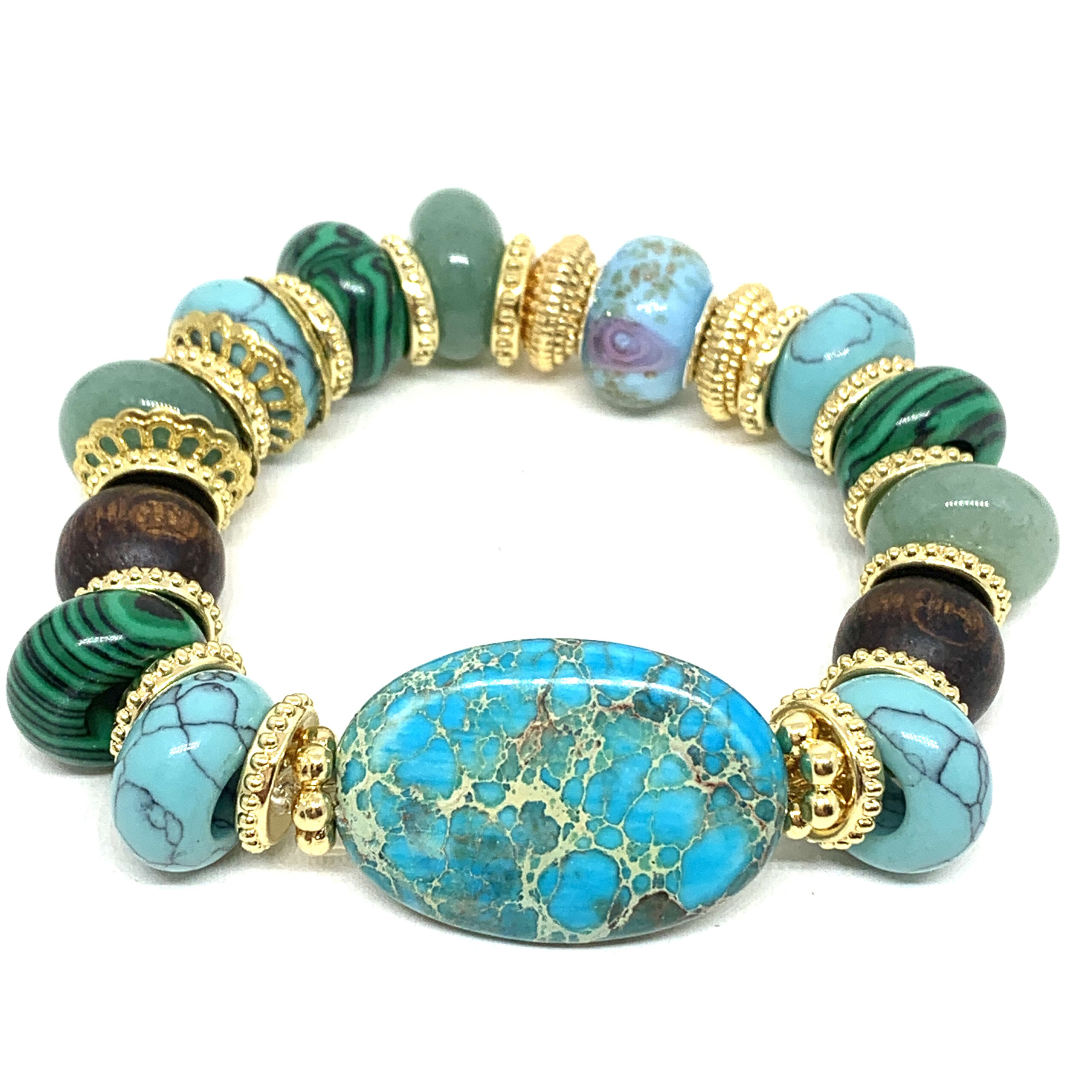 Hypnochic Deva bracelet pierres turquoise œil de tigre