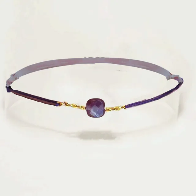 Ô PLUM Améthyste bracelet cordon plaqué or foncée