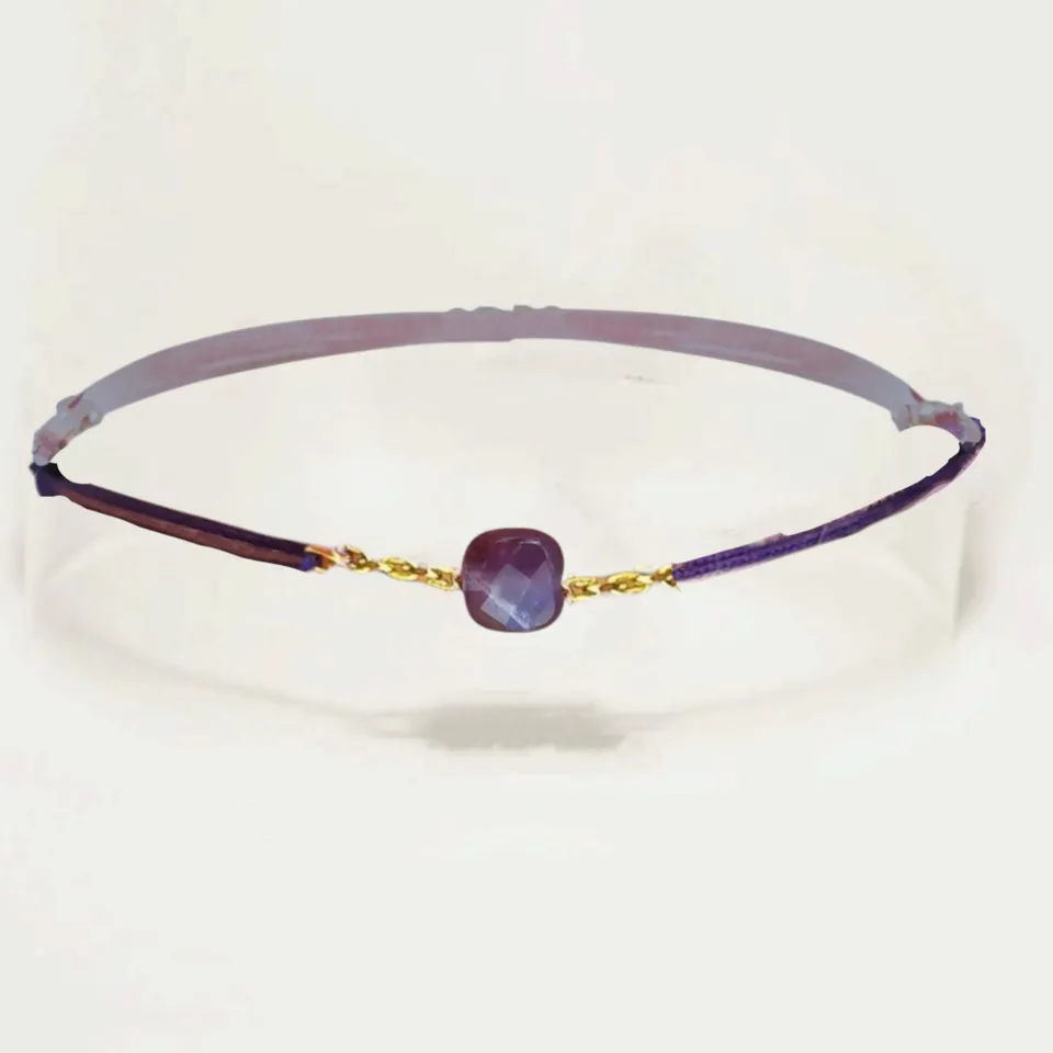 Ô PLUM Améthyste bracelet cordon plaqué or foncée