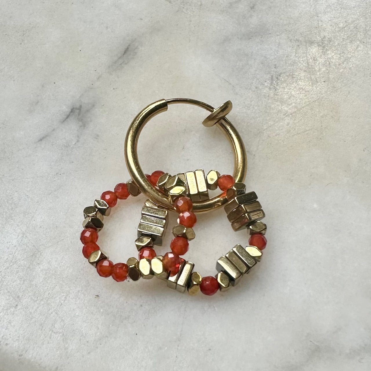 Mad So Creation Agate créoles à clip boucles d'oreilles agate rouge