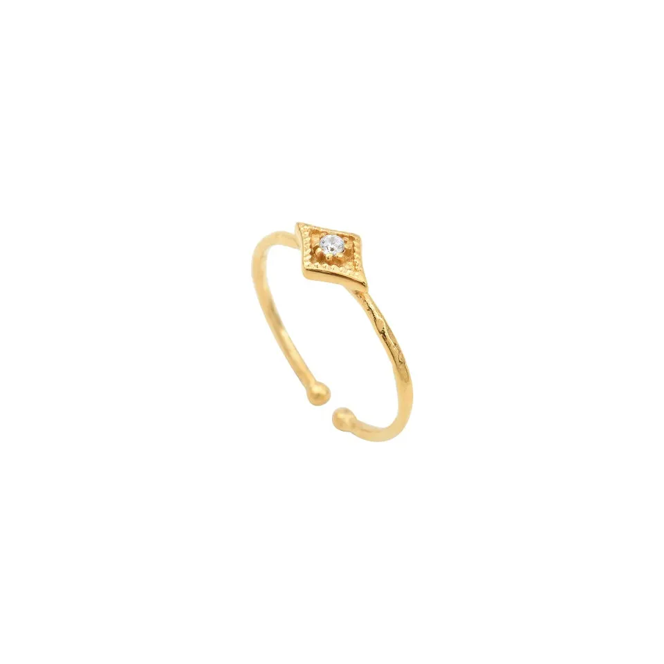 Leticia Ponti Yara bague zircon blanc plaqué or ajustable