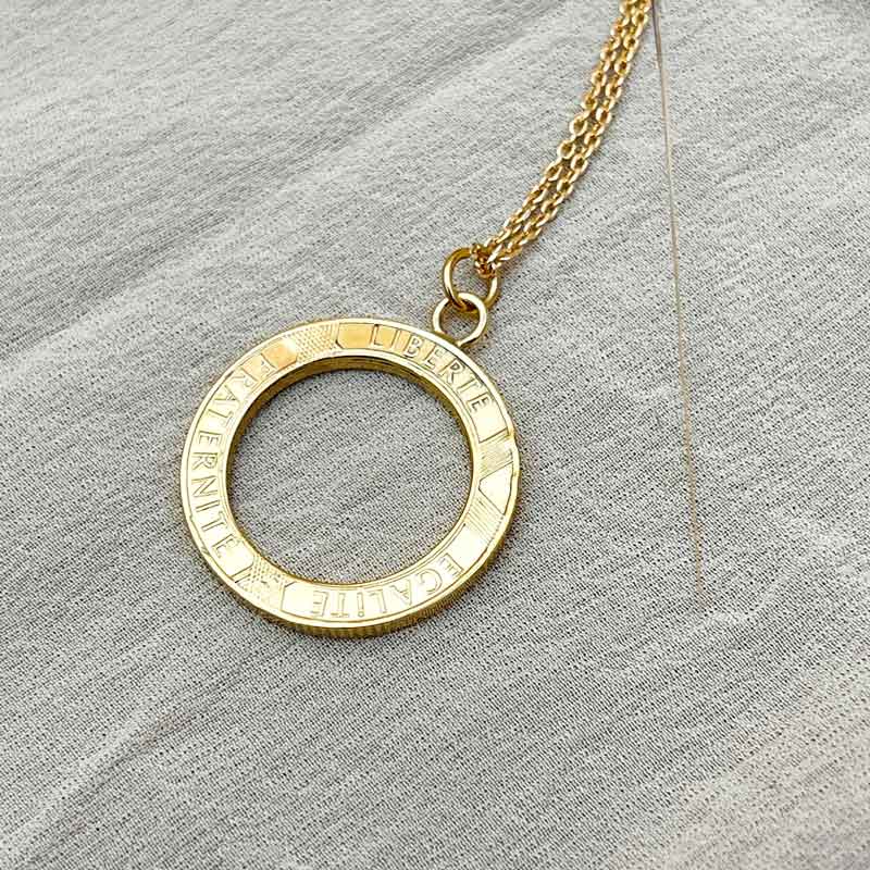 Le P'tit Franc Ensemble et Libre collier double pendentif 50 cm