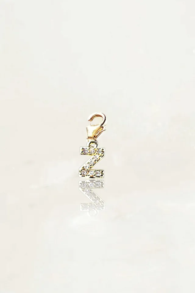 Ô PLUM Lettre Z breloque charm plaqué or zircons