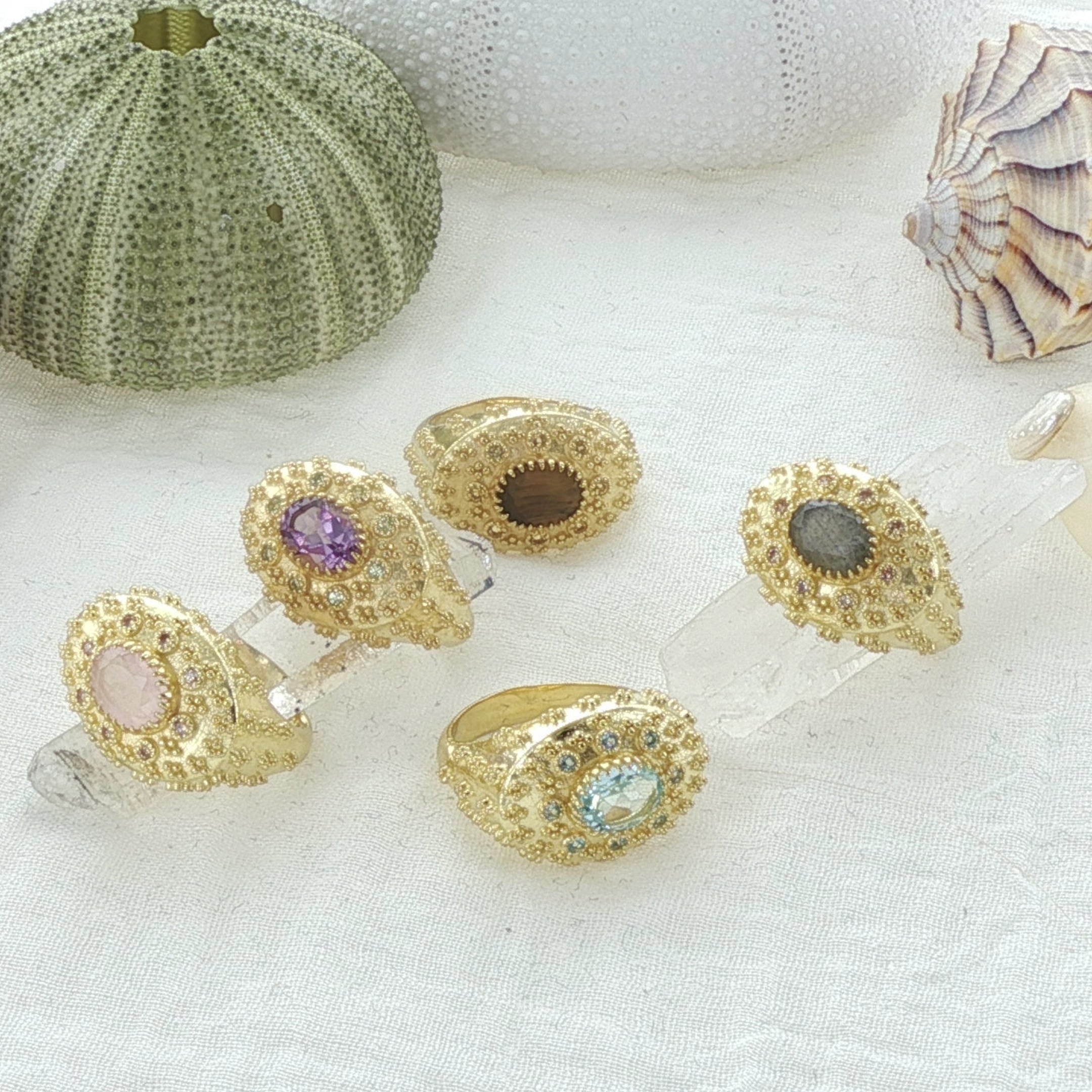 Leticia Ponti Eva bague plaqué or topaze taille 52