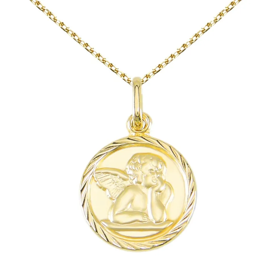 L'Atelier d'Azur Médaille Ange Or Jaune Chaîne Offerte