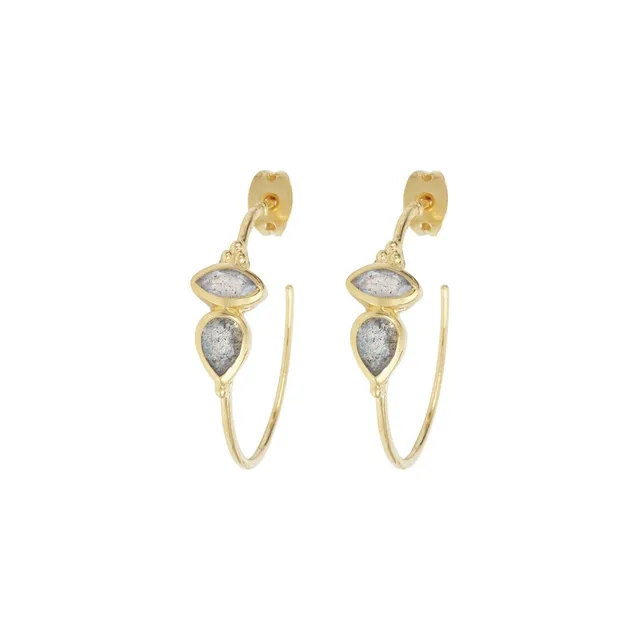 Leticia Ponti Jolène créoles plaqué or labradorite