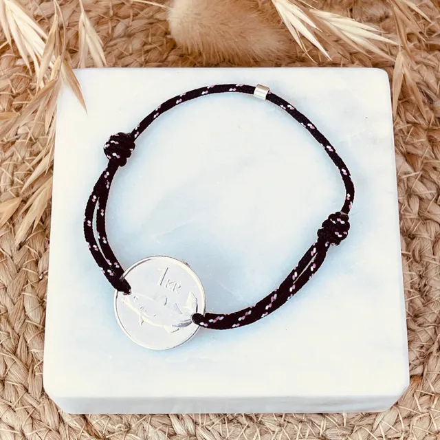 Le P'tit Franc Islande bracelet pièce plaqué argent