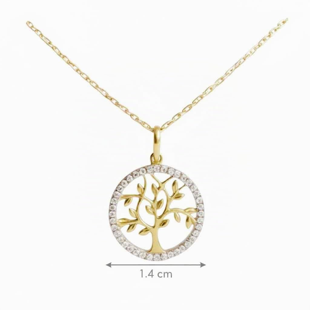 L'Atelier d'Azur Arbre de Vie collier or jaune zirconiums 45 cm