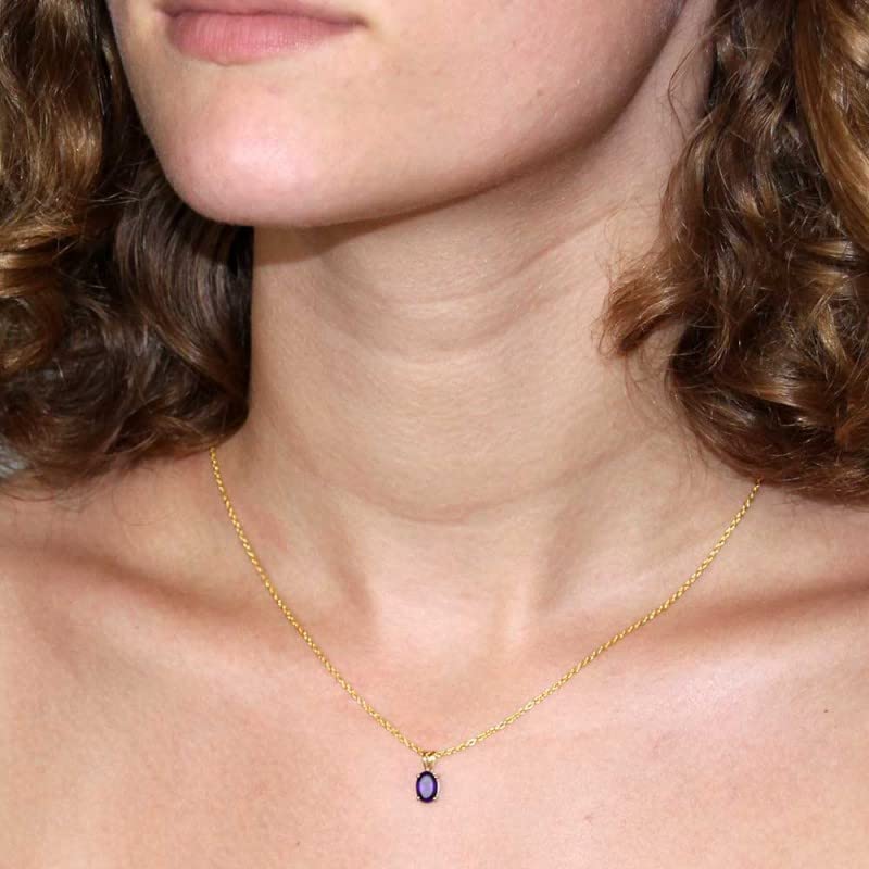 L'Atelier d'Azur pendentif or jaune améthyste ovale chaîne offerte